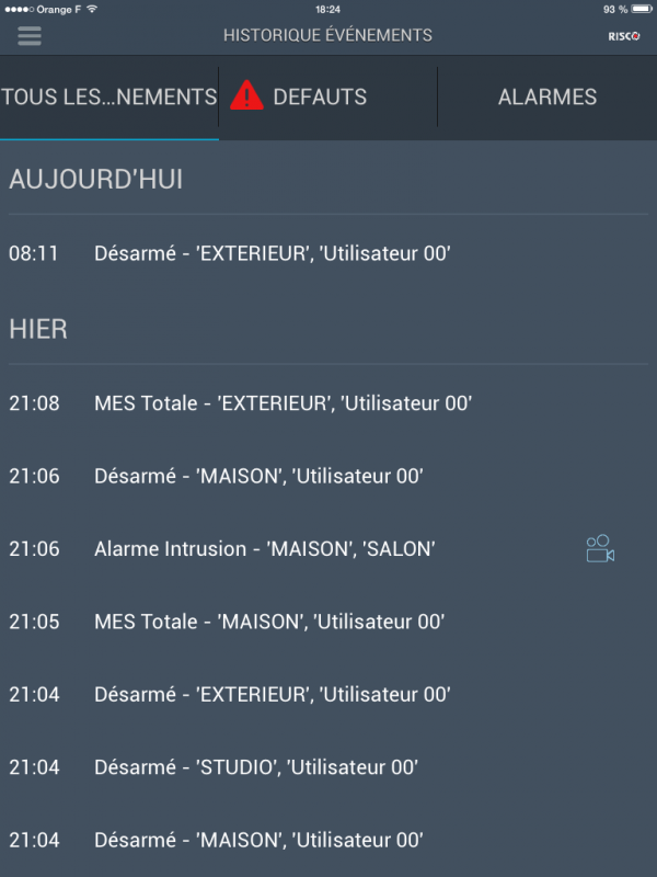 application alarme pour smartphone